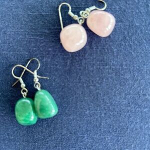Two pairs of Stone Earrings with shepard hooks